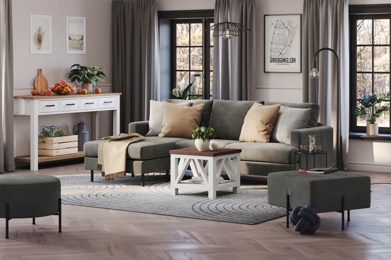 Menard Compact Sofa med Divan 3-seter - Grå - Møbler - Sofaer - Sofa med sjeselong