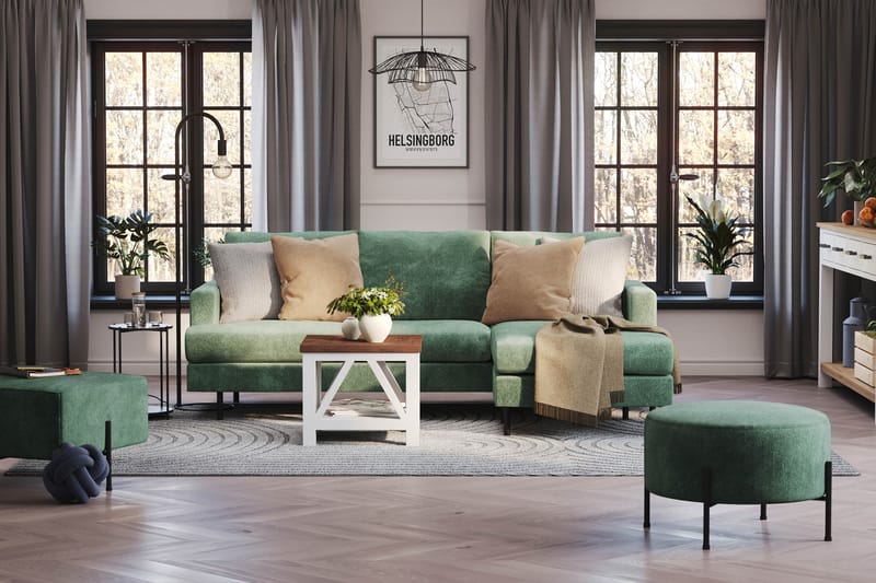 Menard Compact Sofa med divan 3-seter - Grønn - Møbler - Sofaer - Sofa med sjeselong