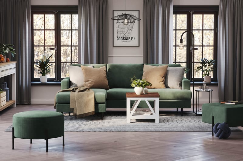 Menard Compact Sofa med Divan 3-seter - Grønn - Møbler - Sofaer - Sofa med sjeselong