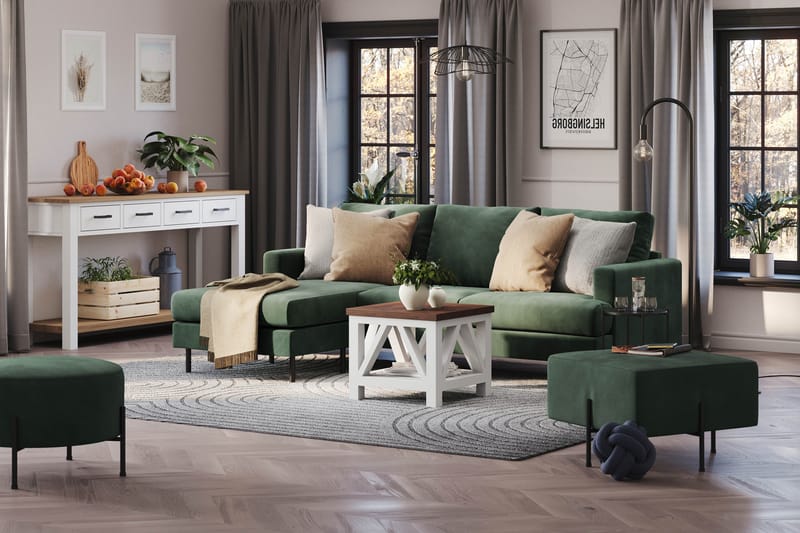 Menard Compact Sofa med Divan 3-seter - Grønn - Møbler - Sofaer - Sofa med sjeselong