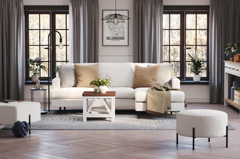 Menard Compact Sofa med divan 3-seter - Hvit - Møbler - Sofaer - Sofa med sjeselong