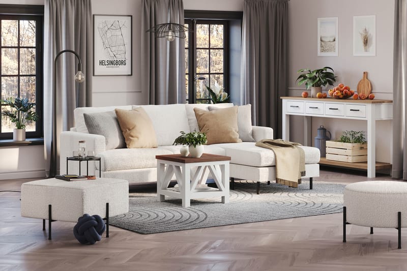 Menard Compact Sofa med divan 3-seter - Hvit - Møbler - Sofaer - Sofa med sjeselong