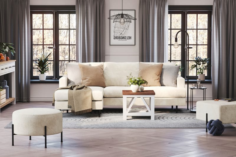 Menard Compact Sofa med Divan 3-seter - Hvit - Møbler - Sofaer - Sofa med sjeselong