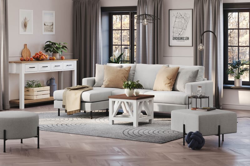 Menard Compact Sofa med Divan 3-seter - Lysegrå - Møbler - Sofaer - Sofa med sjeselong