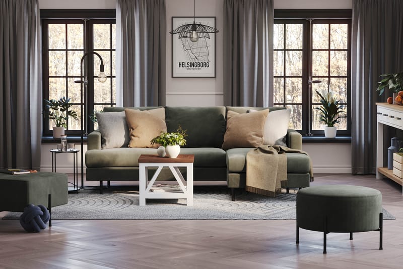 Menard Compact Sofa med divan 3-seter - Mørkegrønn - Møbler - Sofaer - Sofa med sjeselong