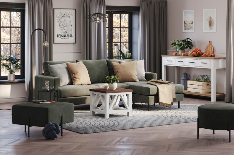 Menard Compact Sofa med divan 3-seter - Mørkegrønn - Møbler - Sofaer - Sofa med sjeselong