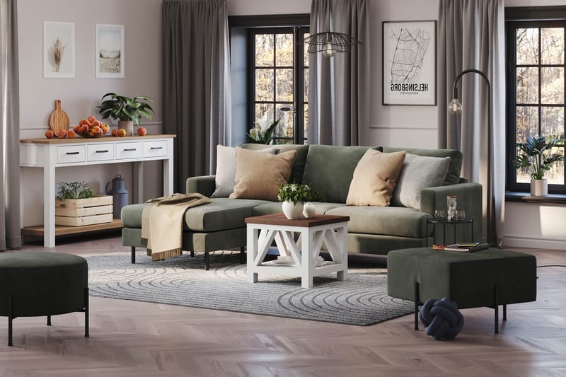 Menard Compact Sofa med Divan 3-seter - Mørkegrønn - Møbler - Sofaer - Sofa med sjeselong