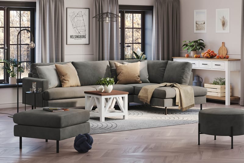 Menard Compact Sofa med sjeselong 4-seter - Grå - Møbler - Sofaer - Sofa med sjeselong