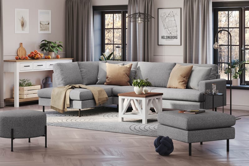 Menard Compact Sofa med sjeselong 4-seter - Grå - Møbler - Sofaer - Sofa med sjeselong