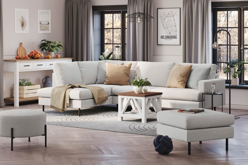 Menard Compact Sofa med sjeselong 4-seter - Lys grå - Møbler - Sofaer - Sofa med sjeselong