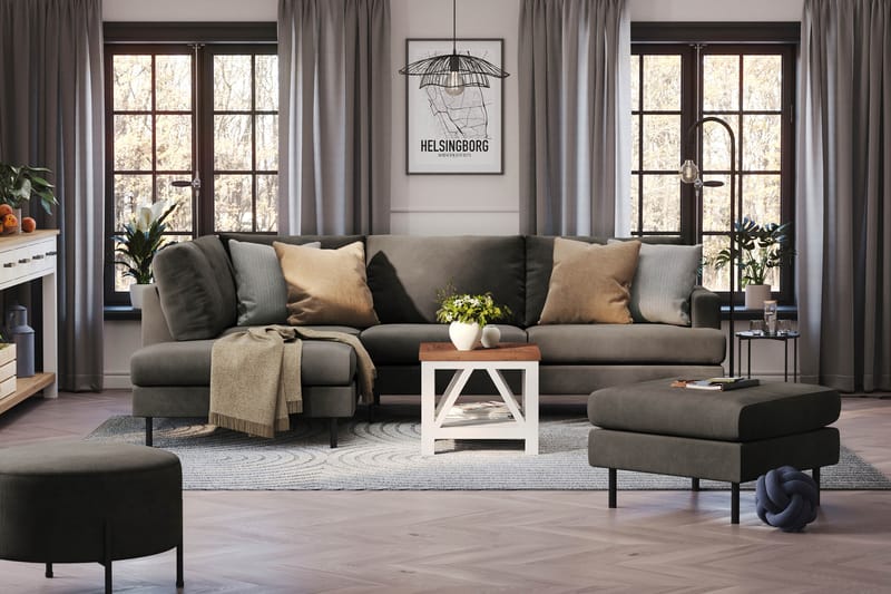 Menard Compact Sofa med sjeselong 4-seter - Mørkegrå - Møbler - Sofaer - Sofa med sjeselong