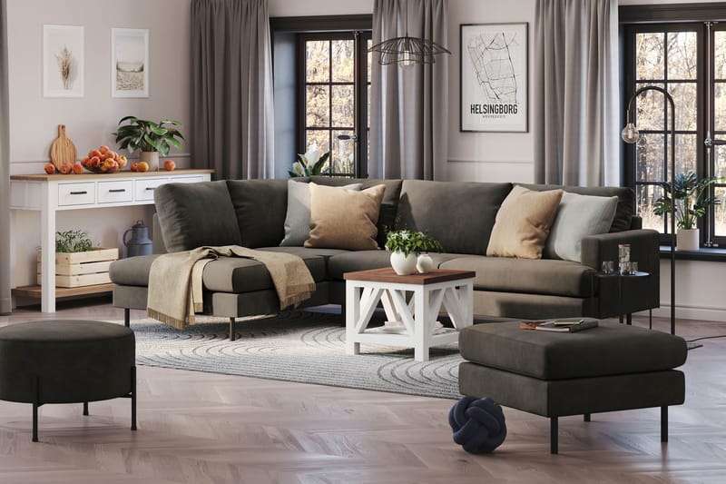 Menard Compact Sofa med sjeselong 4-seter - Mørkegrå - Møbler - Sofaer - Sofa med sjeselong