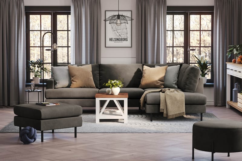 Menard Compact Sofa med sjeselong 4-seter - Mørkegrå - Møbler - Sofaer - Sofa med sjeselong