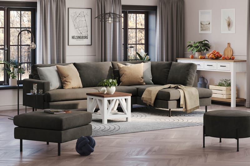 Menard Compact Sofa med sjeselong 4-seter - Mørkegrå - Møbler - Sofaer - Sofa med sjeselong