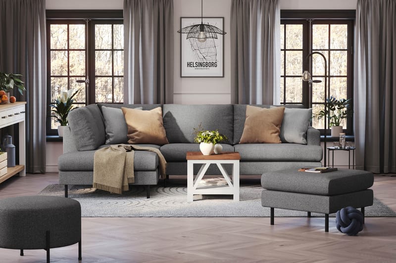 Menard Compact Sofa med sjeselong 4-seter - Mørkegrå - Møbler - Sofaer - Sofa med sjeselong