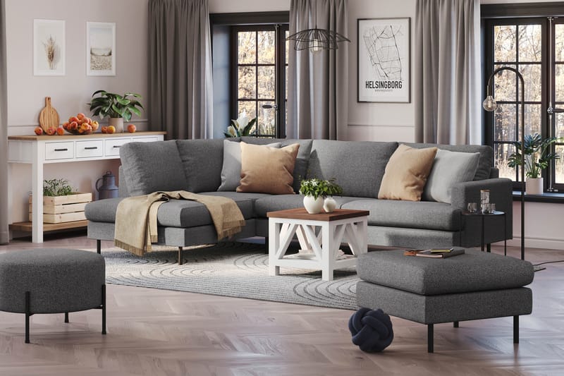 Menard Compact Sofa med sjeselong 4-seter - Mørkegrå - Møbler - Sofaer - Sofa med sjeselong