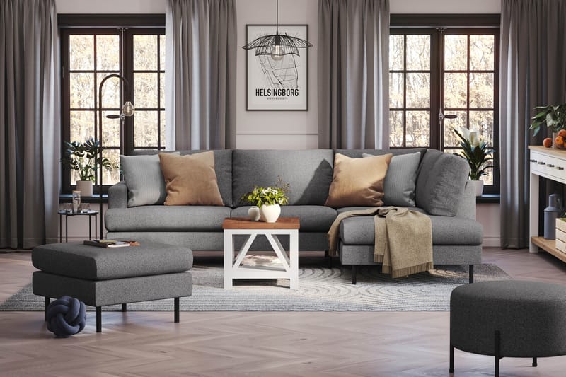 Menard Compact Sofa med sjeselong 4-seter - Mørkegrå - Møbler - Sofaer - Sofa med sjeselong