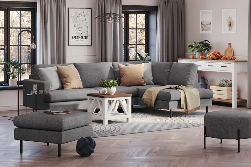 Menard Compact Sofa med sjeselong 4-seter - Mørkegrå - Møbler - Sofaer - Sofa med sjeselong