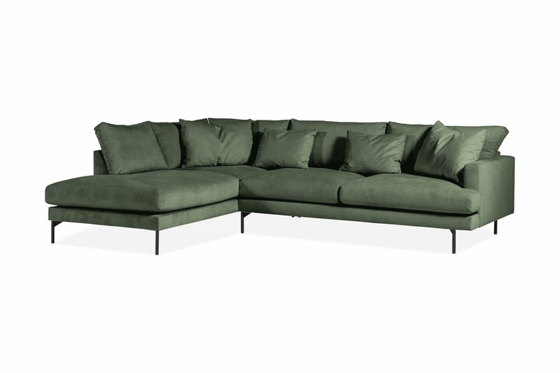 Menard Dyp 4-seters Manchester L Sofa med Sjeselong Høyre - Grønn - Møbler - Sofaer - Sofa med sjeselong