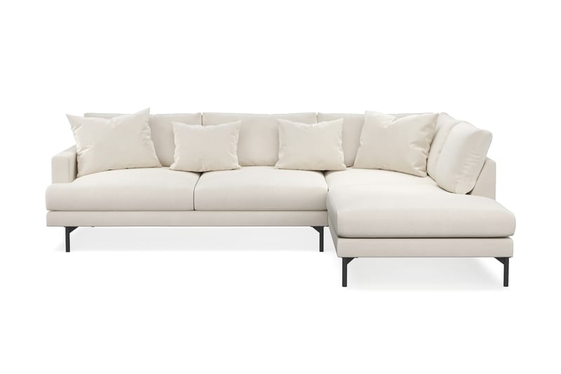 Menard Fløyel 4-seters L Sofa med Sjeselong Høyre - Lys beige - Møbler - Sofaer - Sofa med sjeselong