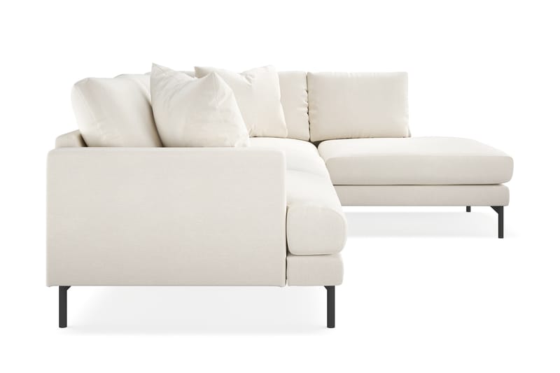 Menard Fløyel 4-seters L Sofa med Sjeselong Høyre - Lys beige - Møbler - Sofaer - Sofa med sjeselong