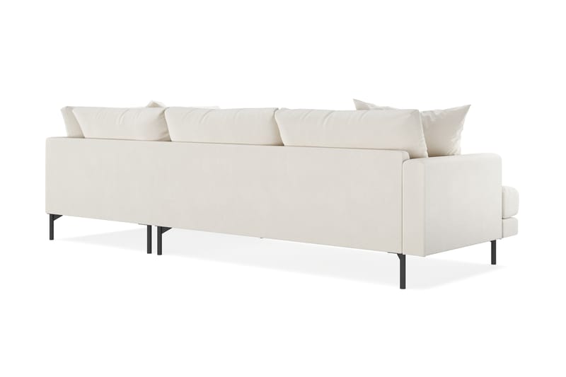 Menard Fløyel 4-seters L Sofa med Sjeselong Høyre - Lys beige - Møbler - Sofaer - Sofa med sjeselong