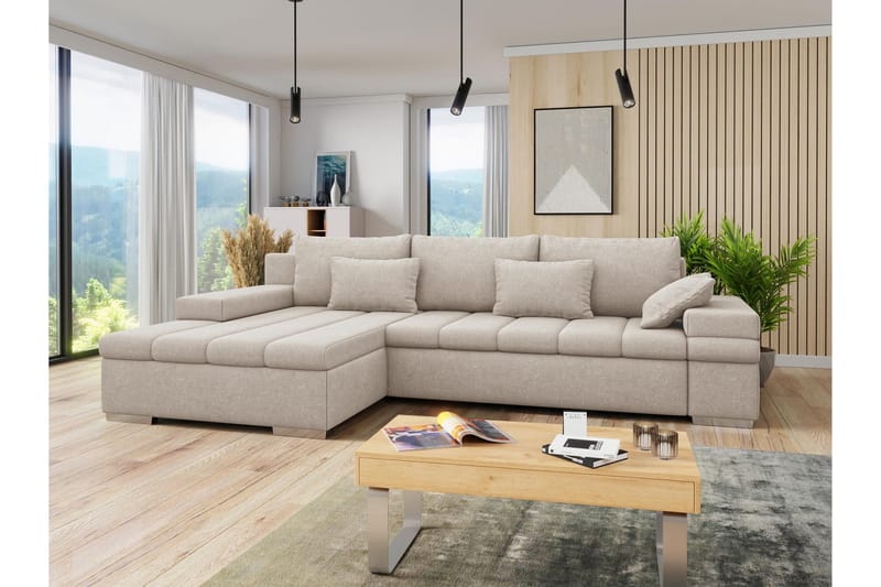 Naoma Sofa med Sjeselong 3-seter - Beige - Møbler - Sofaer - Sofa med sjeselong