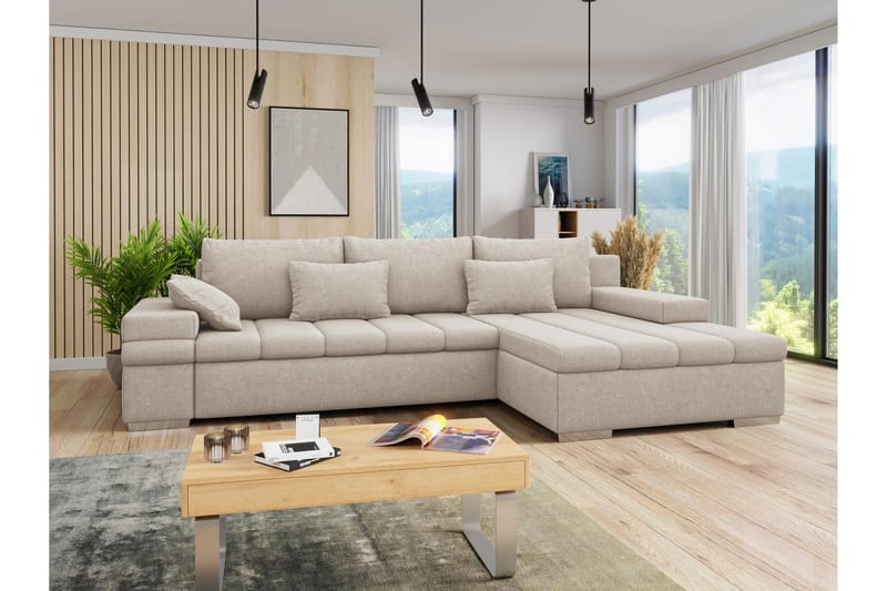 Naoma Sofa med Sjeselong 3-seter - Beige - Møbler - Sofaer - Sofa med sjeselong