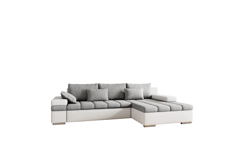 Naoma Sofa med Sjeselong 3-seter - Hvit/Lys grå - Møbler - Sofaer - Sofa med sjeselong