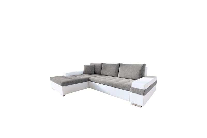 Naoma Sofa med Sjeselong 3-seter - Hvit/Lys grå - Møbler - Sofaer - Sofa med sjeselong