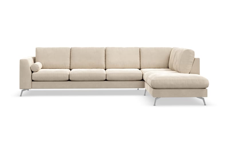 Ocean Lyx 4-seters Sofa med Sjeselong Høyre - Beige/Fløyel - Møbler - Sofaer - Sofa med sjeselong