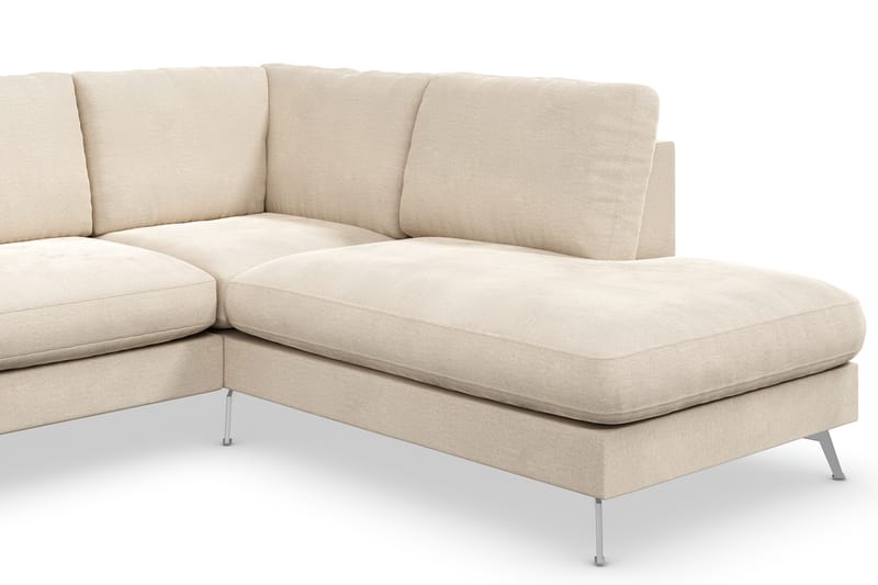 Ocean Lyx 4-seters Sofa med Sjeselong Høyre - Beige/Fløyel - Møbler - Sofaer - Sofa med sjeselong