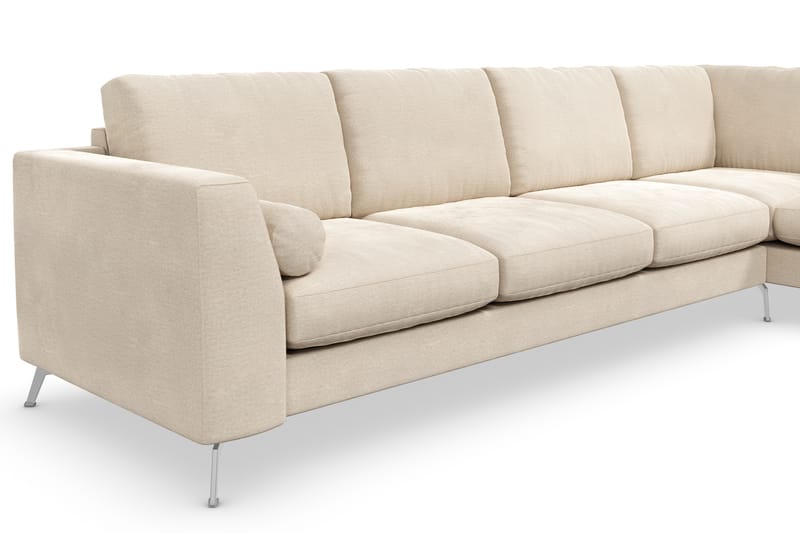 Ocean Lyx 4-seters Sofa med Sjeselong Høyre - Beige/Fløyel - Møbler - Sofaer - Sofa med sjeselong