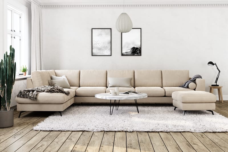 Ocean Lyx U-sofa med Sjeselong Venstre - Beige/Fløyel - Møbler - Sofaer - Sofa med sjeselong