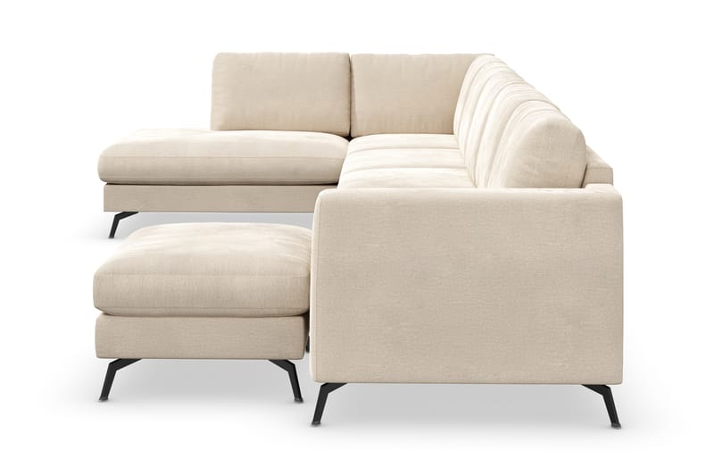 Ocean Lyx U-sofa med Sjeselong Venstre - Beige/Fløyel - Møbler - Sofaer - Sofa med sjeselong