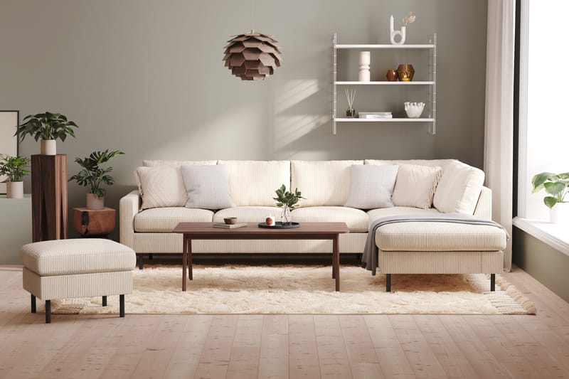 Peppe Manchester 4-seters L Sofa med Sjeselong Høyre - Lys Beige - Møbler - Sofaer - Sofa med sjeselong