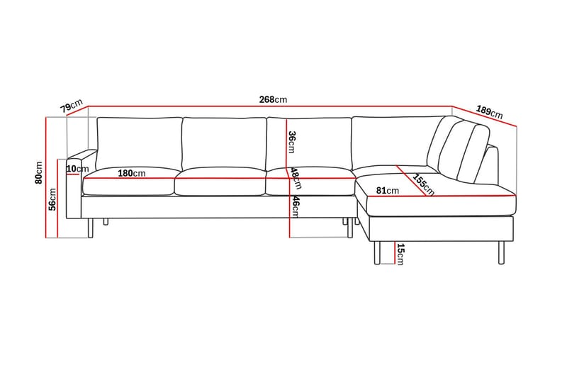 Peppe Manchester 4-seters L Sofa med Sjeselong Høyre - Lys Beige - Møbler - Sofaer - Sofa med sjeselong