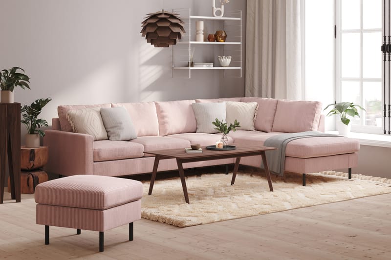 Peppe Manchester 4-seters L Sofa med Sjeselong Høyre - Rosa - Møbler - Sofaer - Sofa med sjeselong