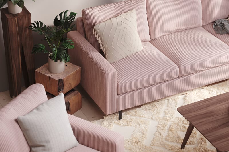 Peppe Manchester 4-seters L Sofa med Sjeselong Høyre - Rosa - Møbler - Sofaer - Sofa med sjeselong