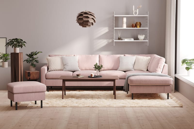 Peppe Manchester 4-seters L Sofa med Sjeselong Høyre - Rosa - Møbler - Sofaer - Sofa med sjeselong