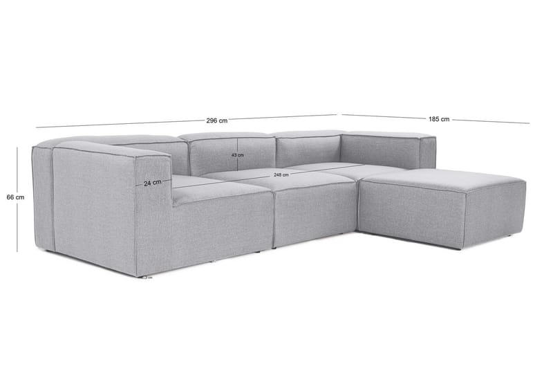 Redlands Sofa med Sjeselong 3-seter - Grå - Møbler - Sofaer - Sofa med sjeselong