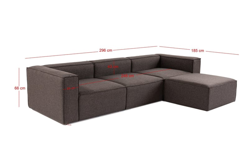 Redlands Sofa med Sjeselong 3-seter - Mørk brun - Møbler - Sofaer - Sofa med sjeselong