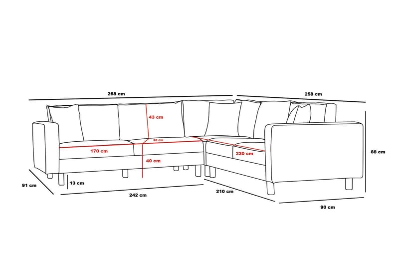 Retzow Hjørnesofa 4-seter - Beige - Møbler - Sofaer - Sofa med sjeselong