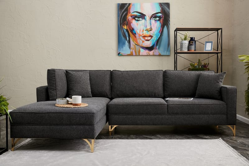 Retzow Sofa med Sjeselong 4-seter - Antrasitt - Møbler - Sofaer - Sofa med sjeselong