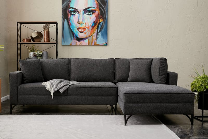 Retzow Sofa med Sjeselong 4-seter - Antrasitt - Møbler - Sofaer - Sofa med sjeselong