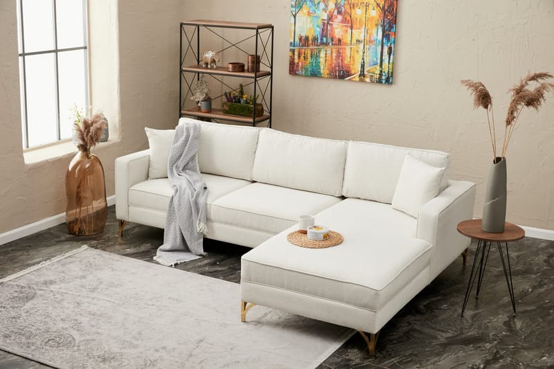 Retzow Sofa med Sjeselong 4-seter - Beige - Møbler - Sofaer - Sofa med sjeselong