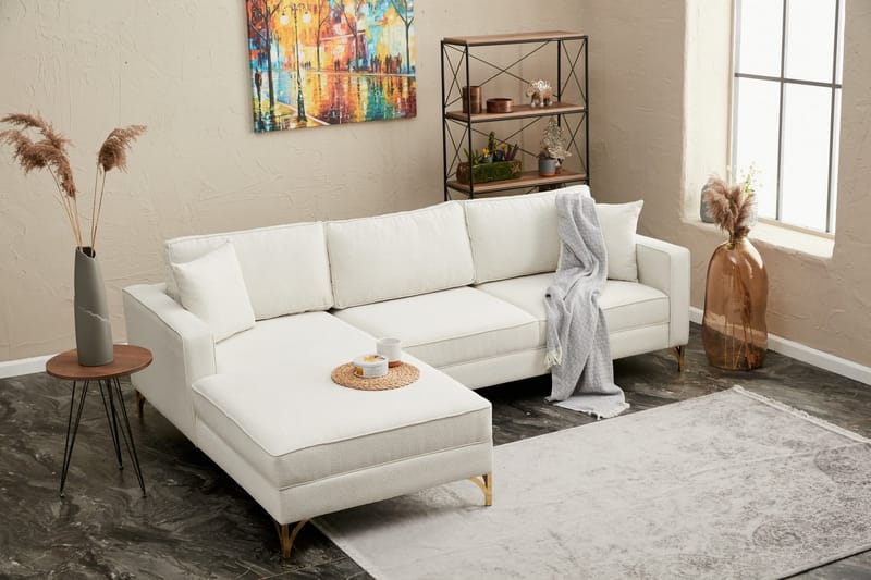 Retzow Sofa med Sjeselong 4-seter - Beige - Møbler - Sofaer - Sofa med sjeselong