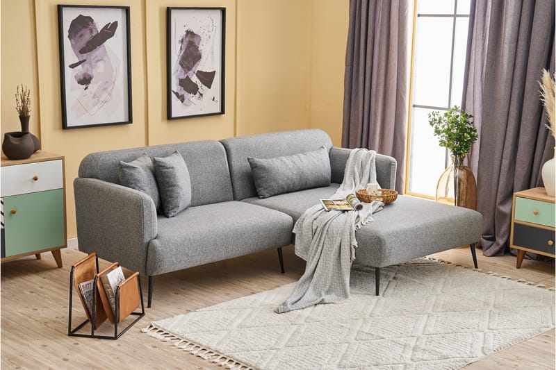 Revos 4-seters Sofa med Divan - Grå - Møbler - Sofaer - Sofa med sjeselong