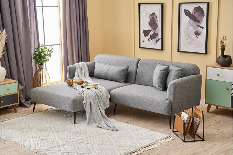 Revos 4-seters Sofa med Divan - Grå - Møbler - Sofaer - Sofa med sjeselong