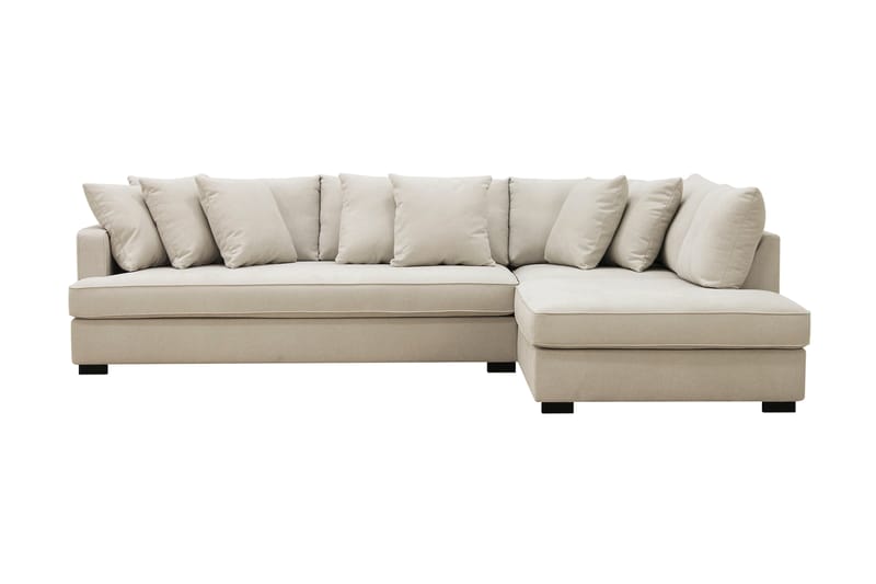 Rossita 4-seters Hjørnesofa hel pute i Stoff Høyre - Beige - Møbler - Sofaer - Sofa med sjeselong